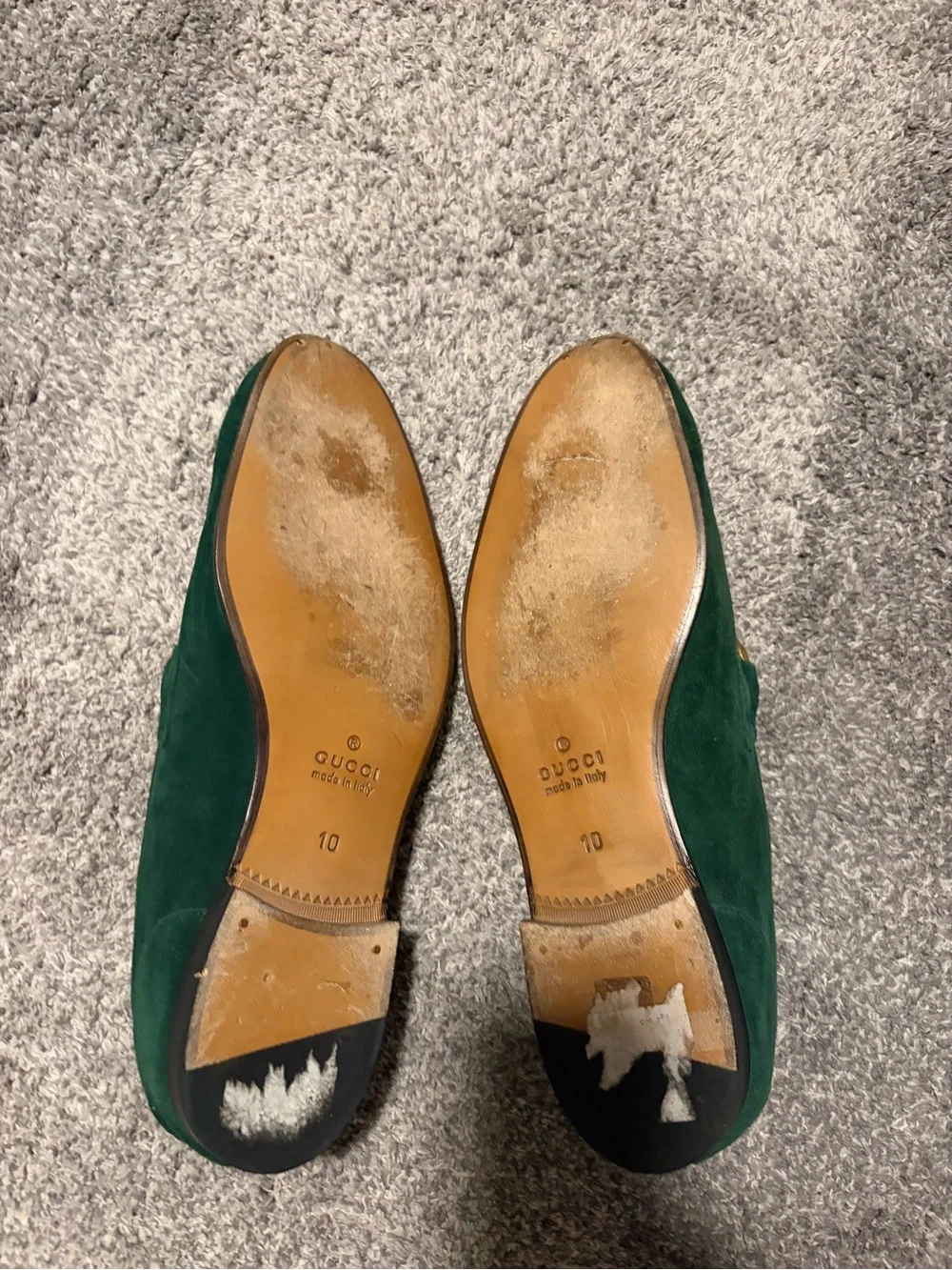 Gucci Green Jordaan Suede Horsebit Loafers for Men